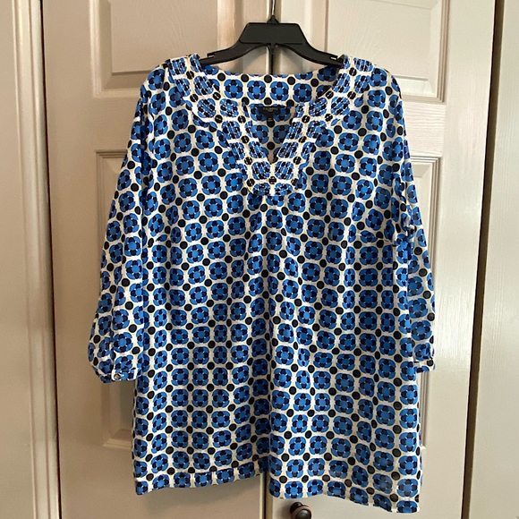 Talbots Geometric Print Cotton Tunic - Picture 1 of 6